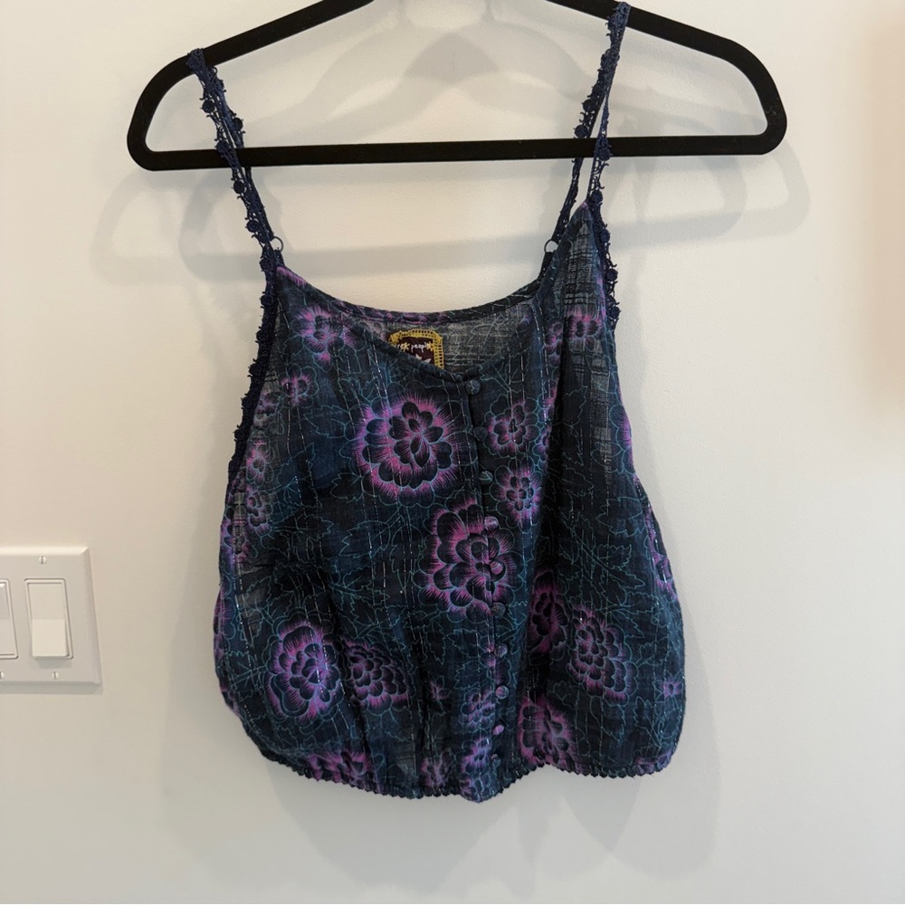 Free People Purple and Blue Floral Camisole